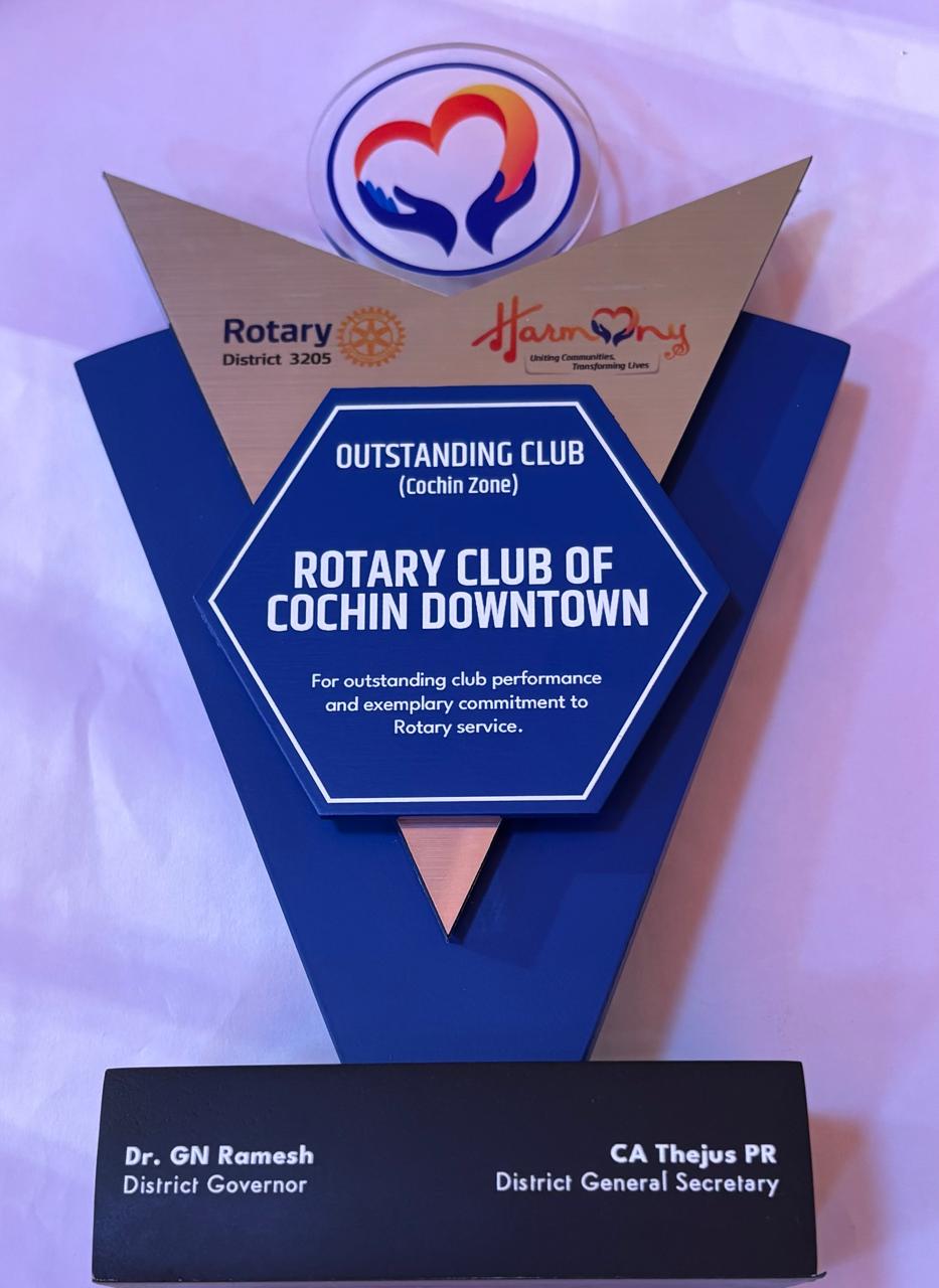 Outstanding Club award for Rotary Club of Cochin Downtown